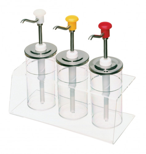 Bar à sauces 3 récipients transparent plexiglas 39 cm