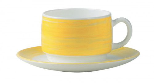 Sous-tasse à thé rond jaune verre opal Ø 14 cm Brush Arcoroc