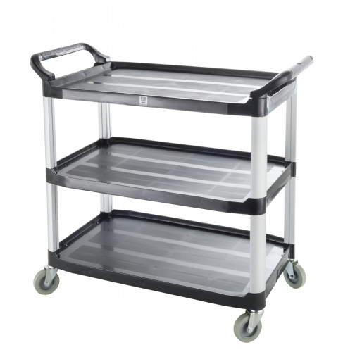 Chariot de service plastique noir 3 niveaux 102,2x50,5x96 cm 90 kg Pro.cooker