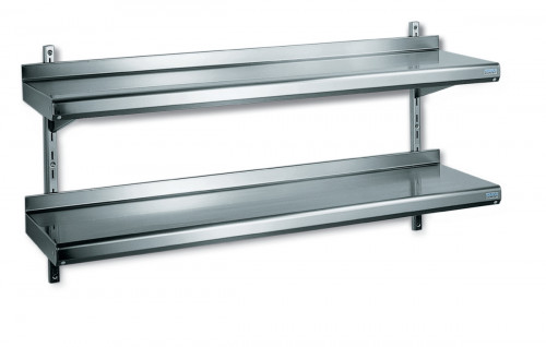 étagère murale inox 180x39x70 cm 2 niveaux Avec dosseret 100 kg Tournus