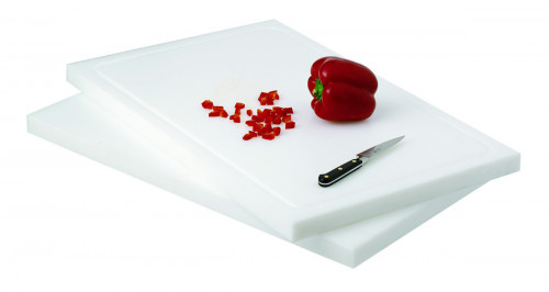 Planche à découper polyéthylène haute densité (pehd) blanc 60x40 cm Pâtissier Avec rigole Non réversible Pro.cooker