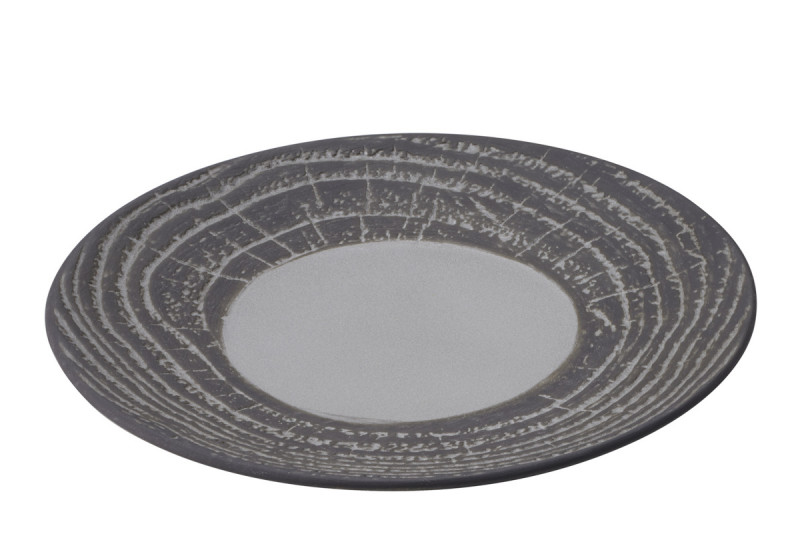 Assiette coupe plate rond gris porcelaine Ø 21,5 cm Arborescence Revol