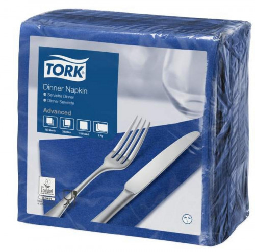 Serviette bleu ouate de cellulose 39x39 cm Tork (150 pièces)