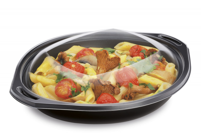 Boîte wok avec couvercle noir 22,9x19,2x6,4 cm 75 cl Wokipack Alphaform (25 pièces)