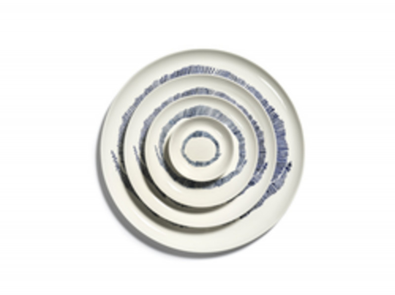 Plat rond blanc swirl - stripes bleu grès Ø 11,5 cm Feast By Ottolenghi Serax