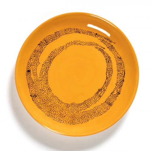 Assiette plate rond sunny yellow - points noirs grès émaillé Ø 16 cm Feast By Ottolenghi Serax