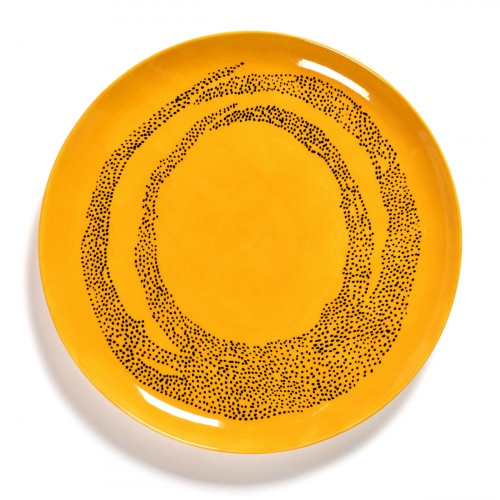 Assiette plate rond sunny yellow - points noirs grès émaillé Ø 26,5 cm Feast By Ottolenghi Serax