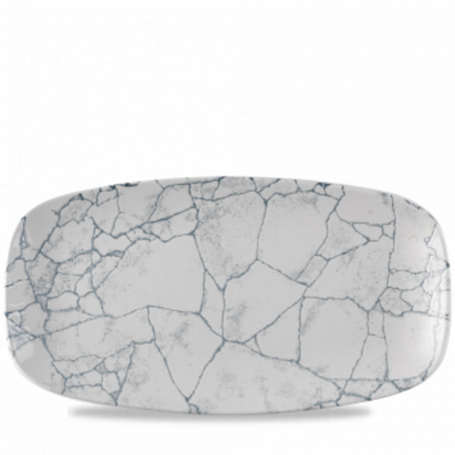 Assiette coupe plate rectangulaire pearl grey porcelaine vitrifiée 35,5x18,9 cm Kintsugi Churchill