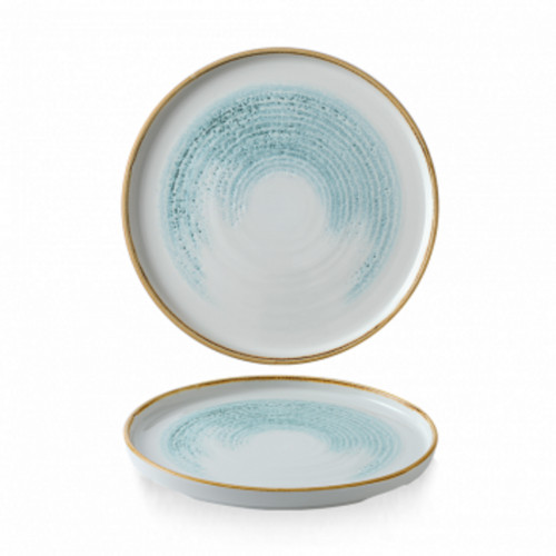 Assiette à bord droit rond Aquamarine porcelaine vitrifiée Ø 21 cm Stonecast Churchill