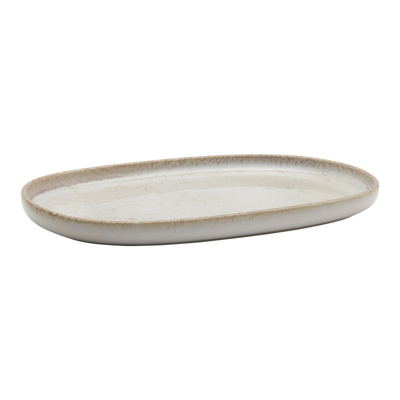 Assiette ovale ovale beige grès émaillé 33x22,5 cm Sand Accolade