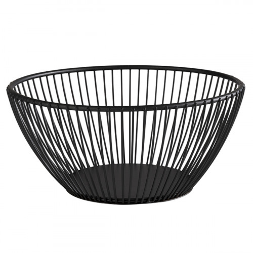 Corbeille à pain et à fruits rond noir métal Ø 17,5 cm 8 cm Svart Aps