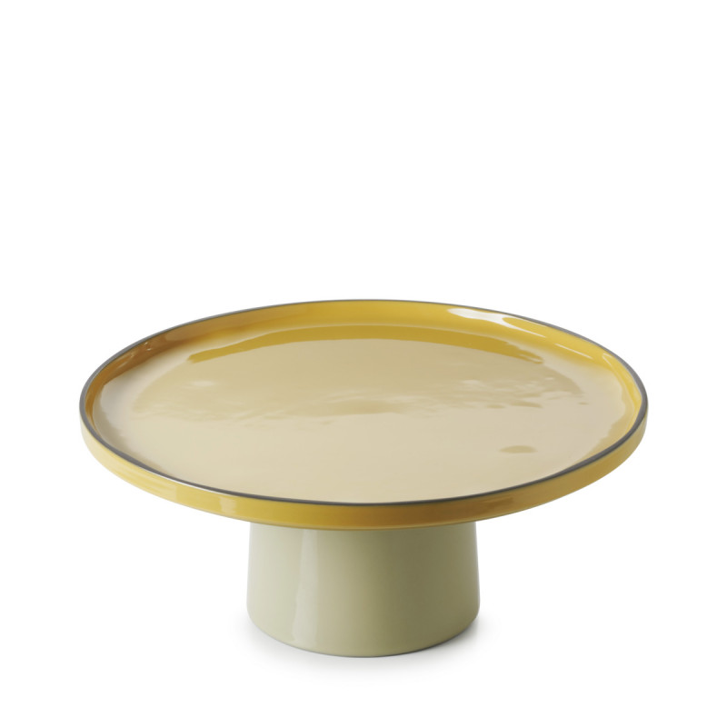 Présentoir à pâtisserie porcelaine curcuma Ø 33 cm 14 cm Caractère Revol