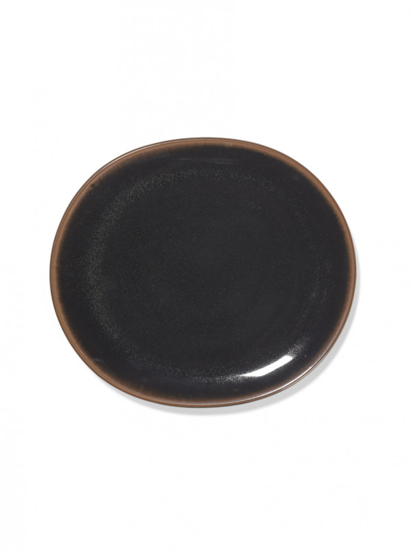 Assiette coupe plate ovale marron grès émaillé 27,5x24,5 cm Out Of Lines Serax