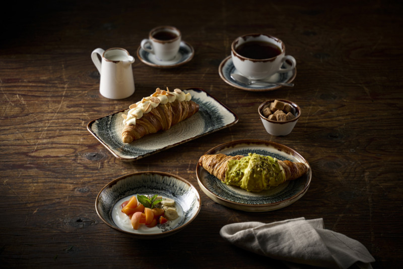 Assiette plate organique rectangulaire Linen porcelaine vitrifiée 34,6x15,6 cm Flare Dudson
