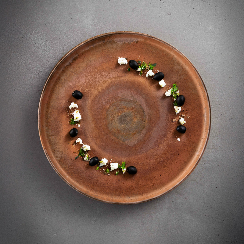 Assiette plate rond orange grès émaillé Ø 28 cm 28x28 cm Planet Medard De Noblat