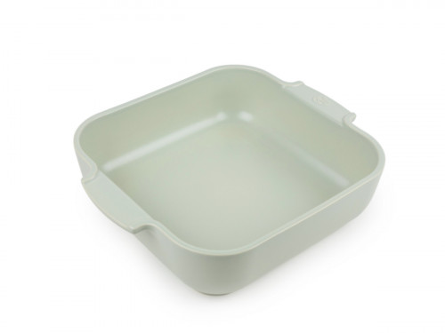 Plat à four carré vert sauge porcelaine 28 cm Céramique Peugeot Saveurs
