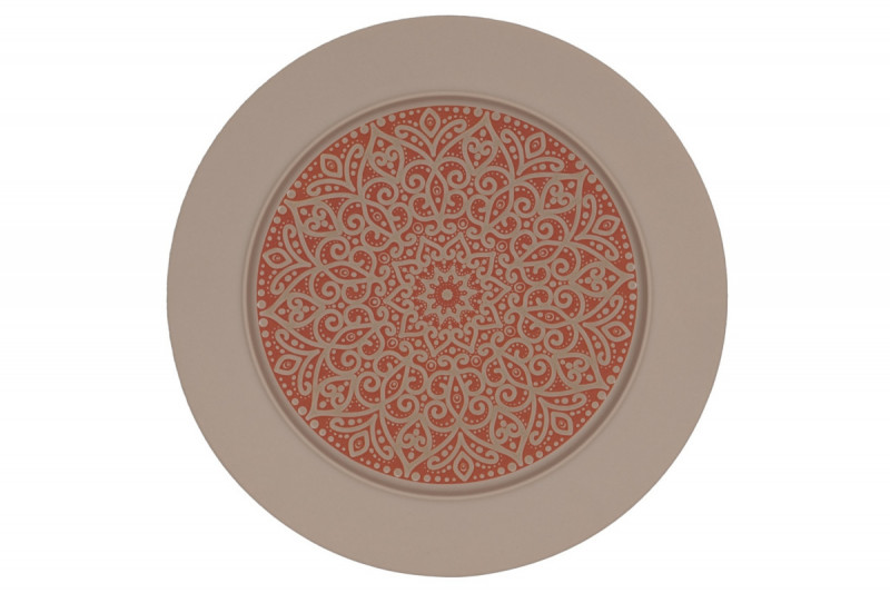 Assiette plate à bord droit rond Damask porcelaine vitrifiée Ø 27 cm Rihla Rak